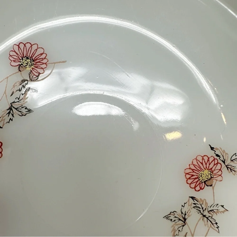 Vintage Fire King Fleurette Opal Tea Cup Saucers